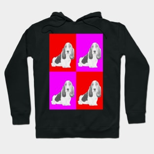 Basset Hound Puppy in Pink and Red Hoodie